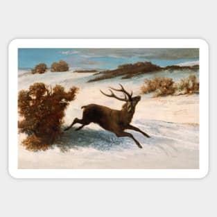 Deer Running in the Snow by Gustave Courbet Sticker